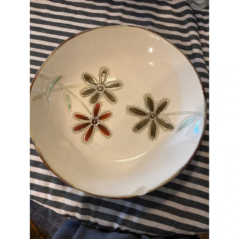 Pier 1 Petals Hand Painted Stoneware Large 13.5